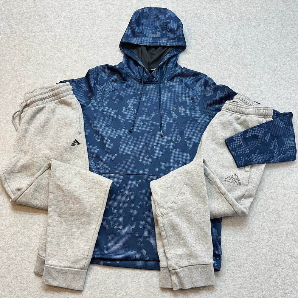 Under Armour Cold Gear Hoodie Adidas Sweatpants Gray Activewear Bundle Fleece
